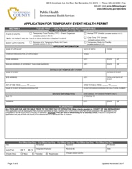 Application for Temporary Event Health Permit